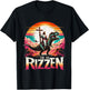 He Is Rizzen Jesus Has Rizzen Retro Christian Dinosaur T-Shirt - T-Shirt | Black