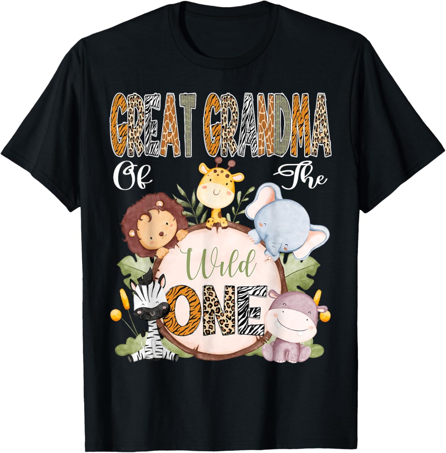 Great Grandma Of The Wild One 1St Birthday Safari Woodland T-Shirt - T-Shirt | Black