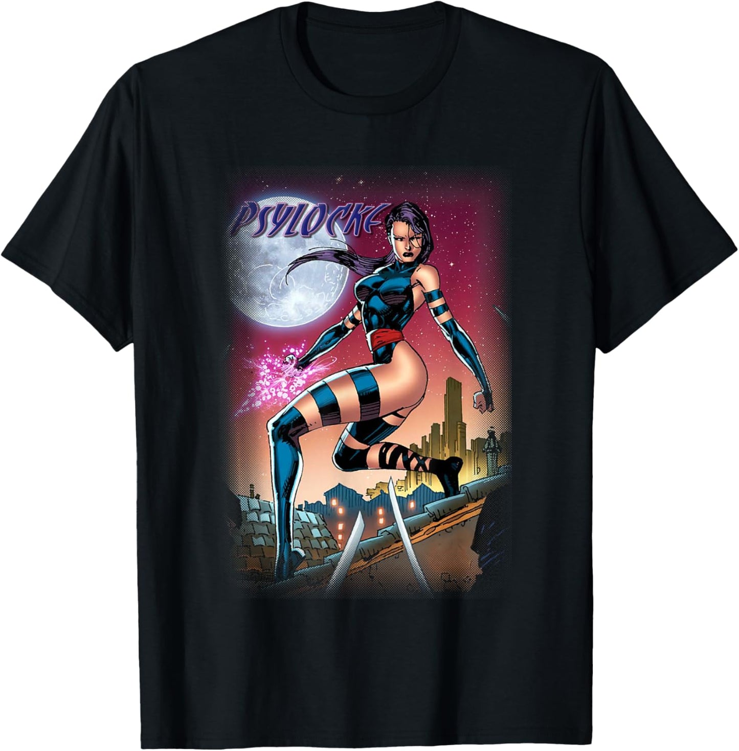 Marvel X-Men Psylocke Under The Moonlight Poster T-Shirt - T-Shirt | Black
