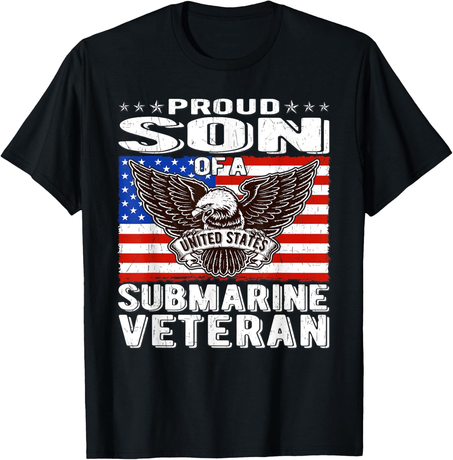 Proud Son Of Submarine Veteran Patriotic Military Family T-Shirt - T-Shirt | Black