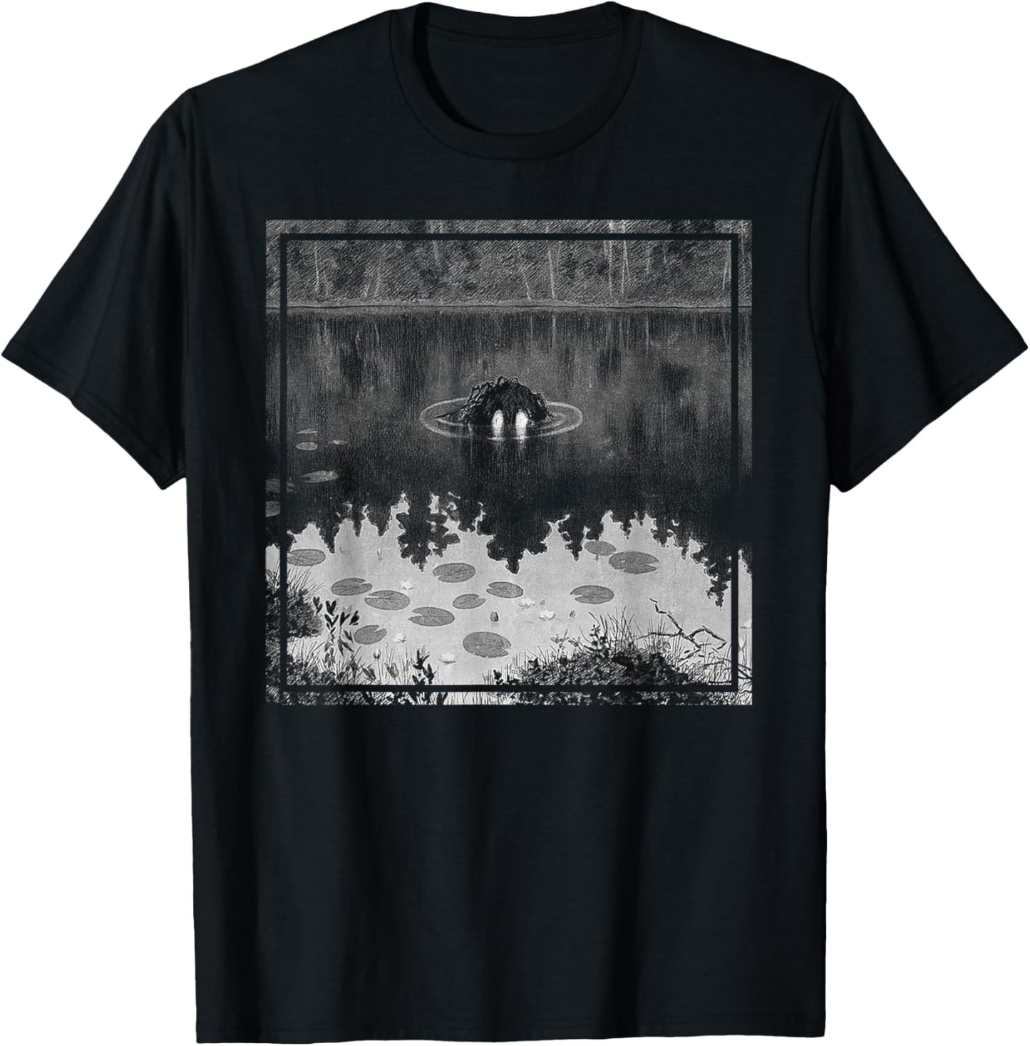 Nøkken - Theodor Kittelsen Black Metal Art Cover Troll Lake T-Shirt - T-Shirt | Black