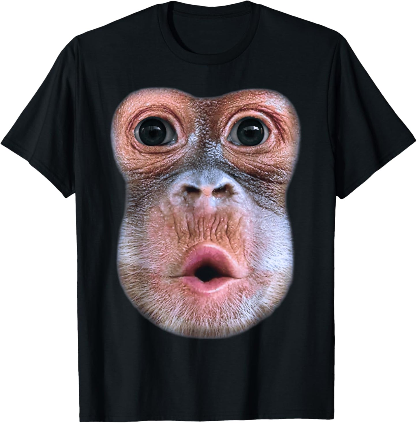 Lustiger Affe bläst Bauchgesicht, Affe Blow Bauch Gesicht T-Shirt - T-Shirt | Black