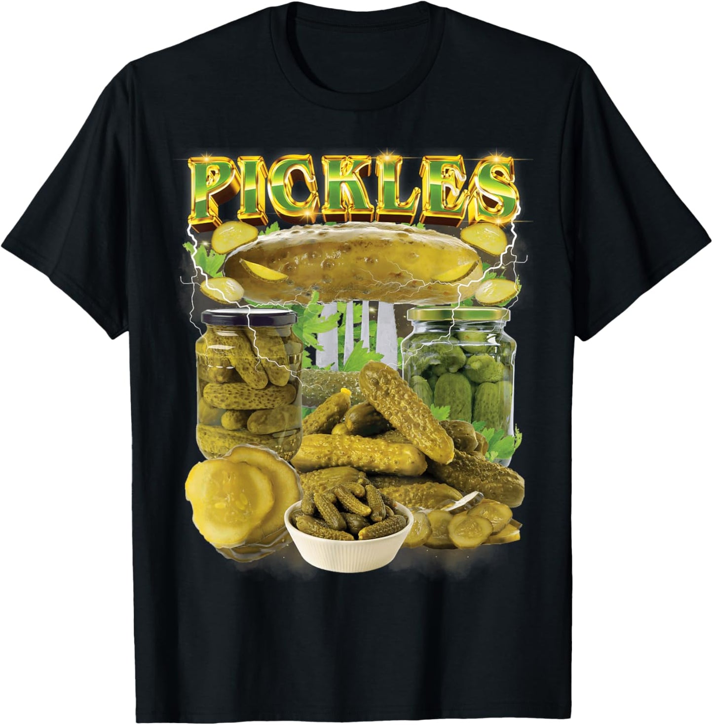 Funny Pickles Bootleg Rap 90s Vintage National Pickle Day T-Shirt - T-Shirt | Black