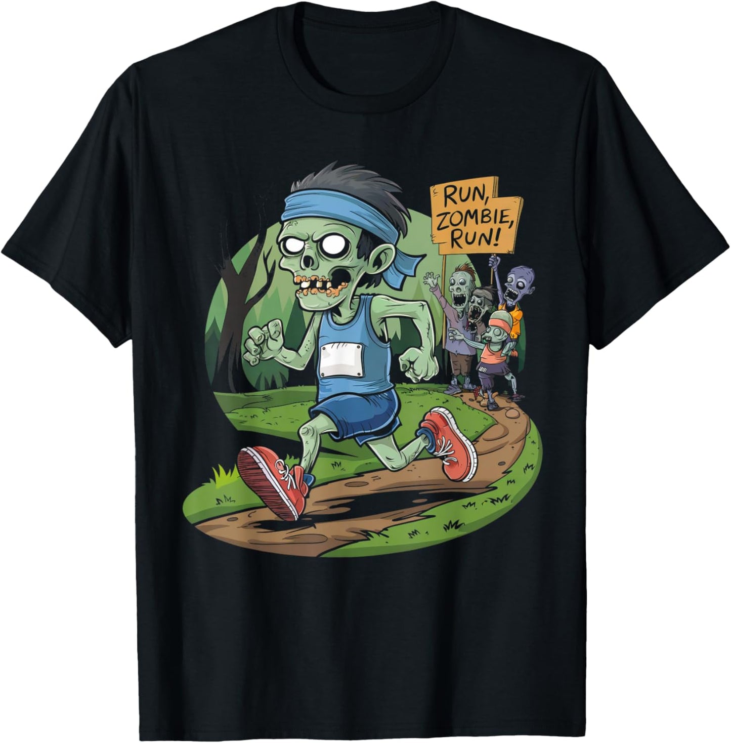 Halloween Running Shirt Funny Spooky Zombie Run Scary Runner T-Shirt - T-Shirt | Black