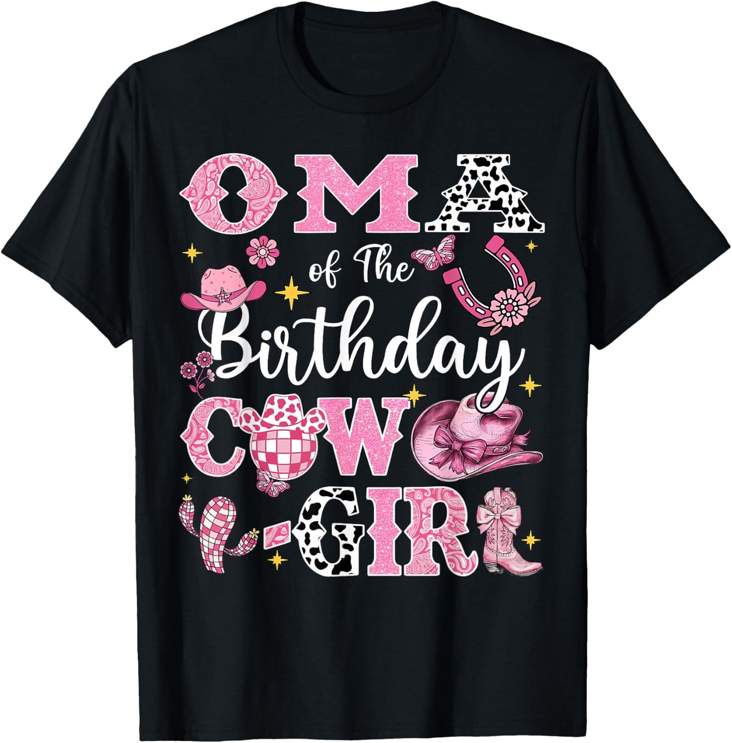 Oma Of The Birthday Cow-Girl Rodeo Oma Bday Party T-Shirt - T-Shirt | Black