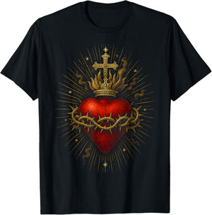 Sacred Heart of Jesus Catholic Christian Church Faith T-Shirt - T-Shirt | Black