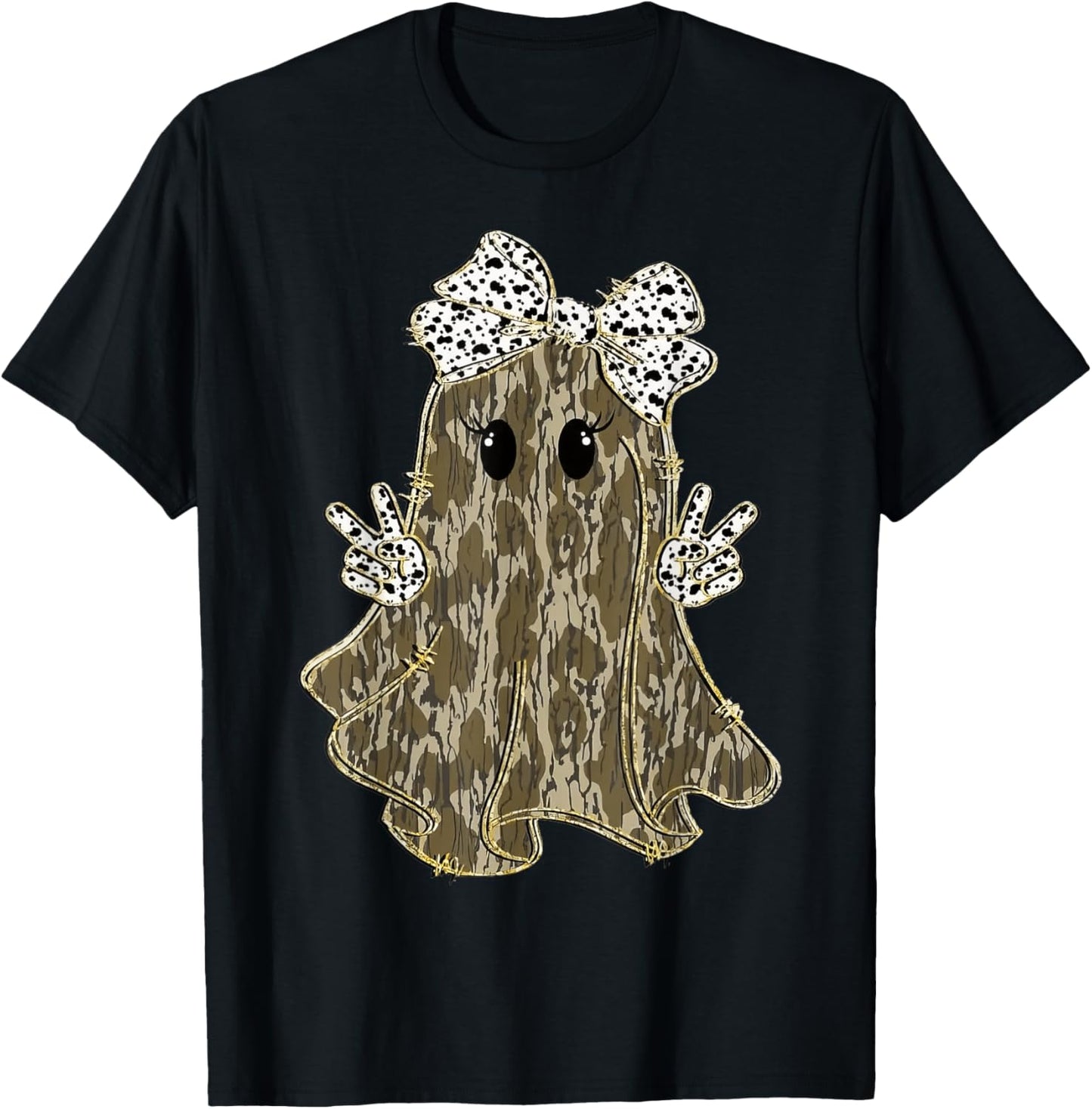Funny Halloween Camouflage Camo Ghost Hello Hunting Season T-Shirt - T-Shirt | Black