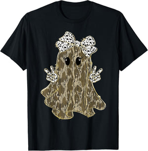 Funny Halloween Camouflage Camo Ghost Hello Hunting Season T-Shirt - T-Shirt | Black
