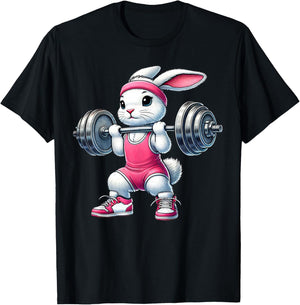 Easter Bunny Lifting Weight Gym Fitness Workout Training T-Shirt - T-Shirt | Black