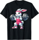 Easter Bunny Lifting Weight Gym Fitness Workout Training T-Shirt - T-Shirt | Black
