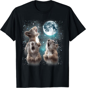 3 Squirrel Moon Howling Squirrel Head Funny Women T-Shirt - T-Shirt | Black