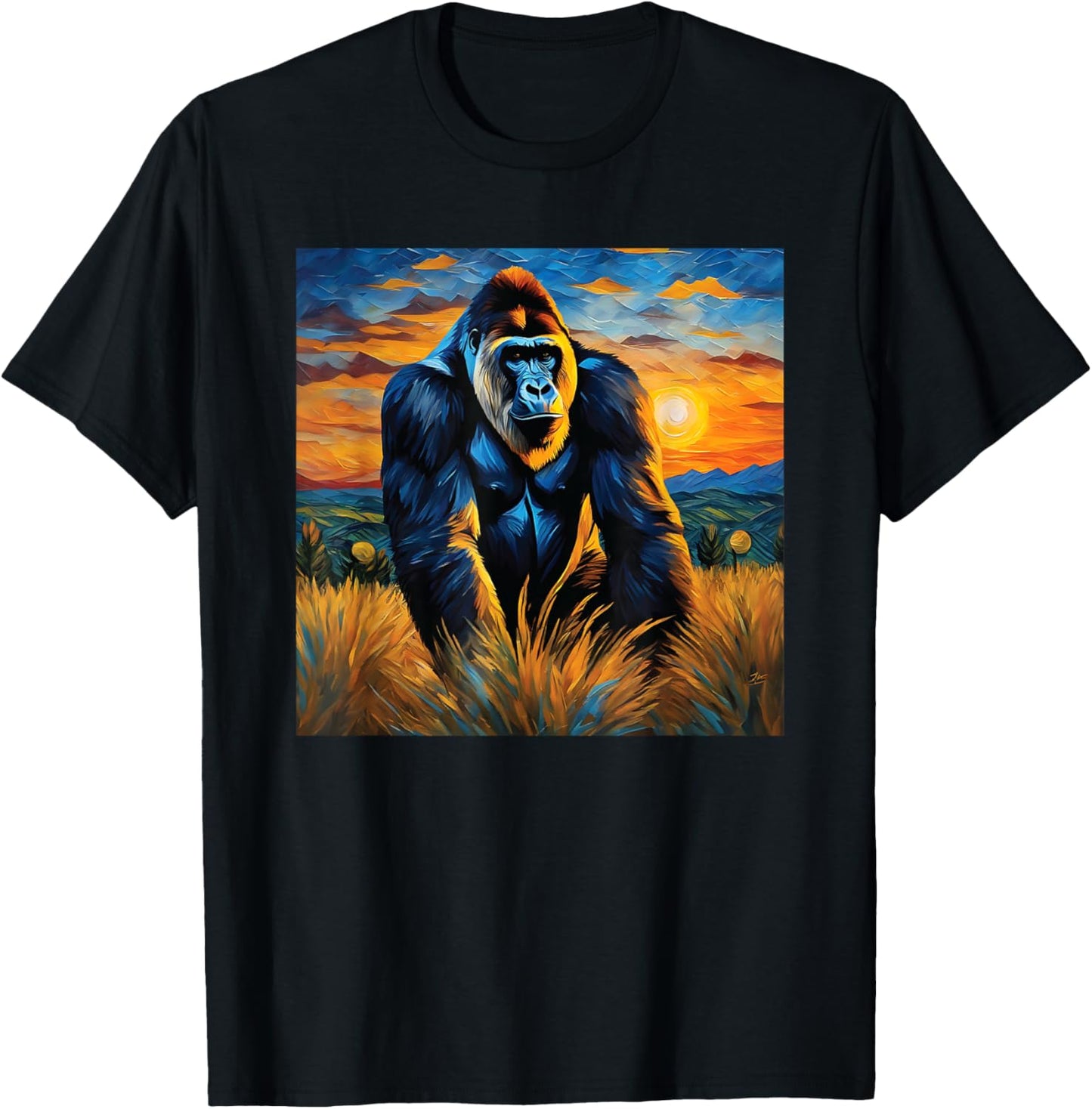 Gorilla face painting Art head for lover Silverback animal T-Shirt - T-Shirt | Black