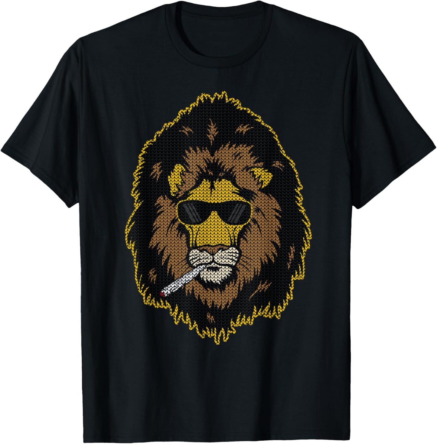 Pot Smoking Lion T-Shirt - T-Shirt | Black