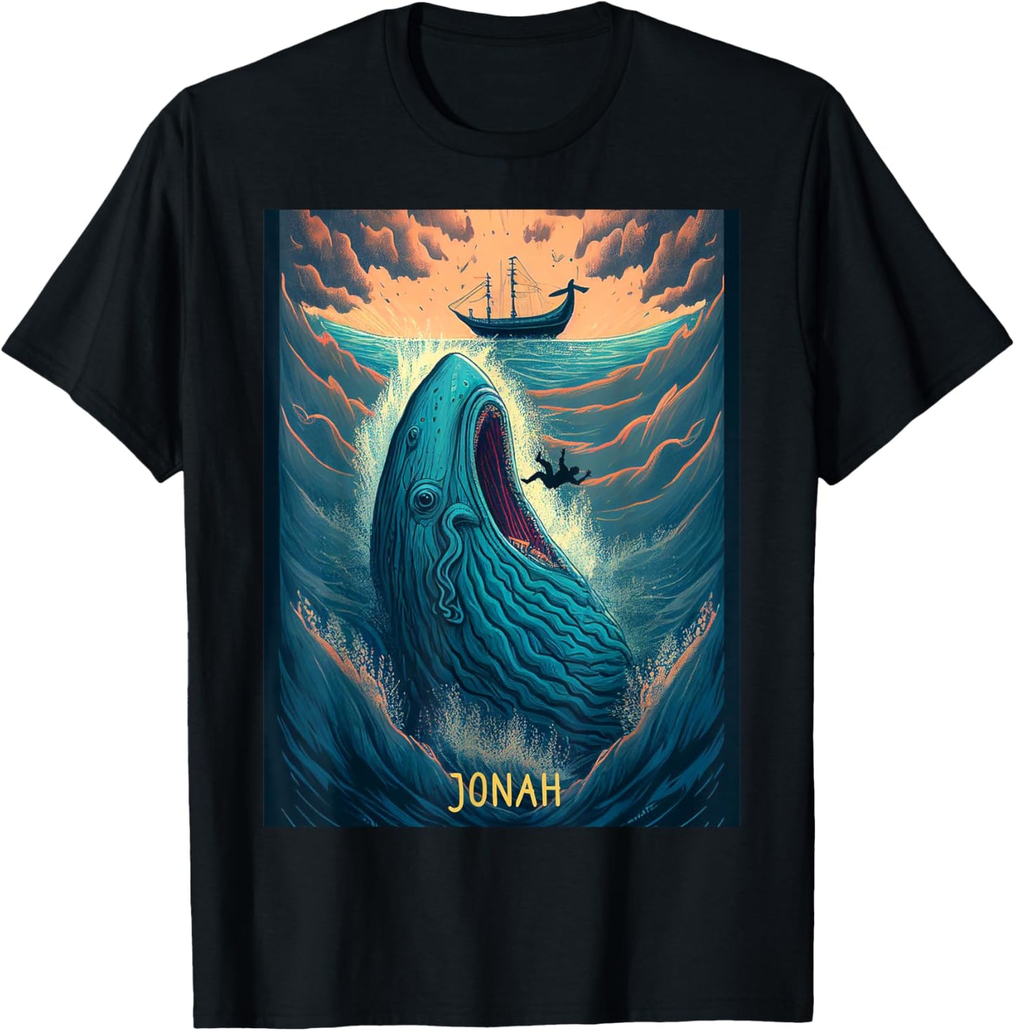 Cute Jonah and The Whale Bible Story T-Shirt - T-Shirt | Black