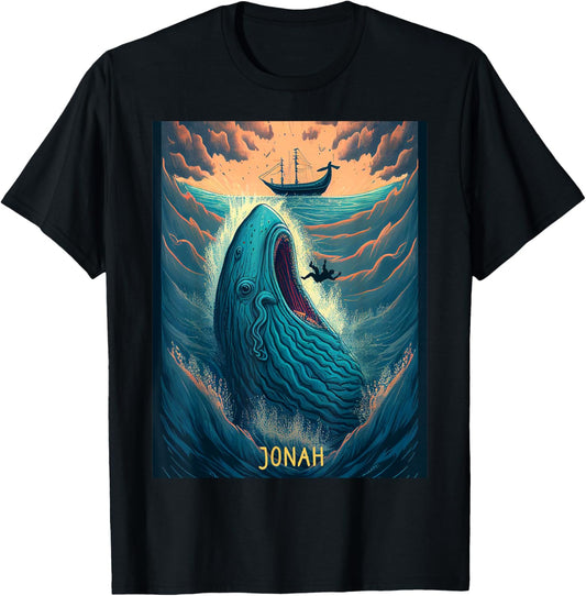 Cute Jonah and The Whale Bible Story T-Shirt - T-Shirt | Black
