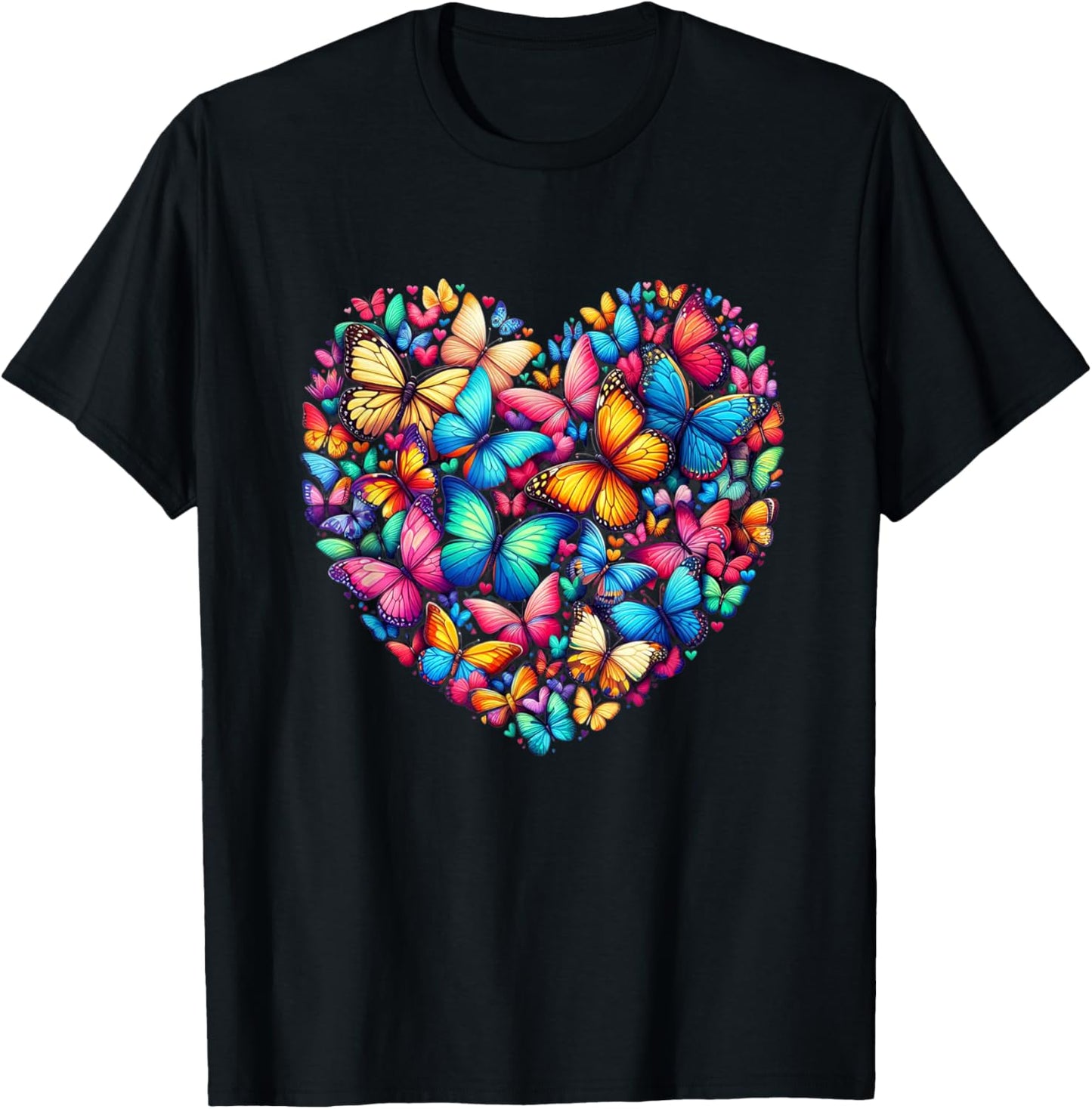 Butterfly Love Colorful Butterflies Art Beautiful Garden T-Shirt - T-Shirt | Black