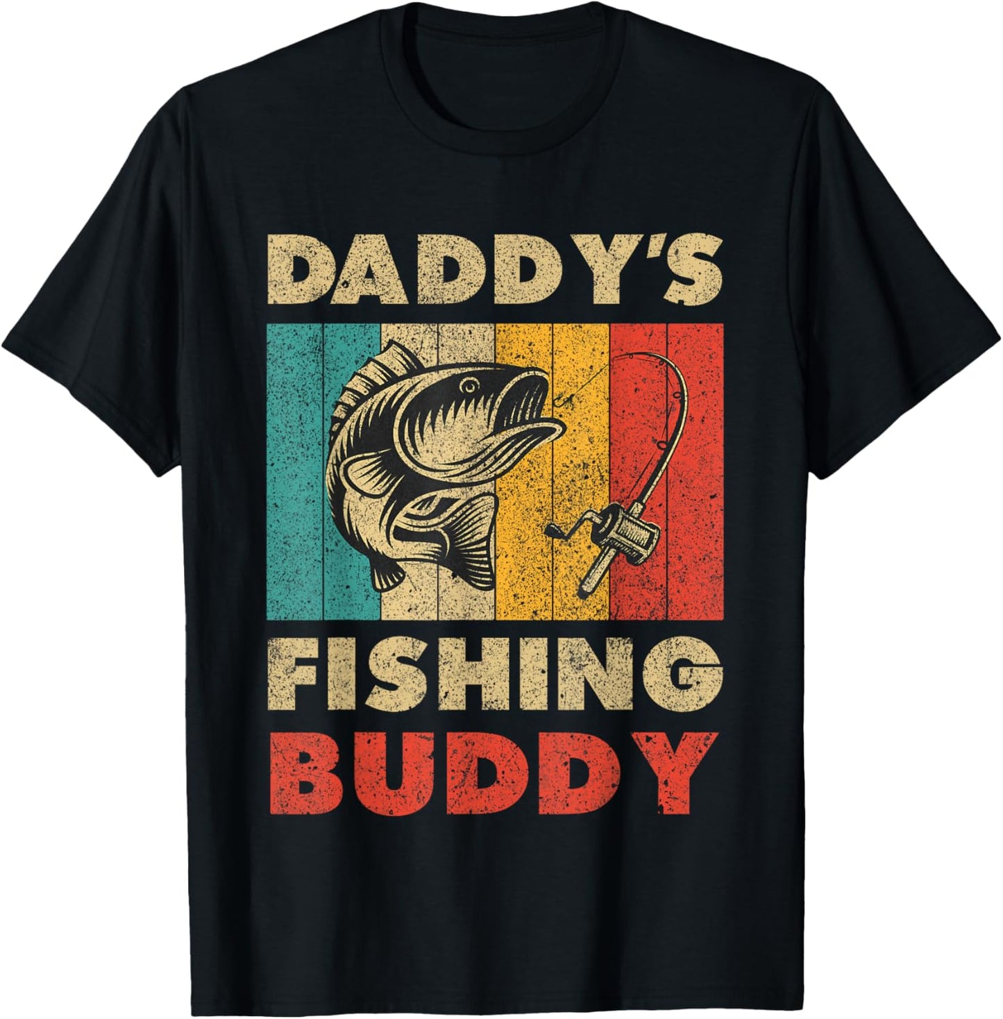 Funny Fishing Daddy's Fishing Buddy Vintage Fishing T-Shirt - T-Shirt | Black
