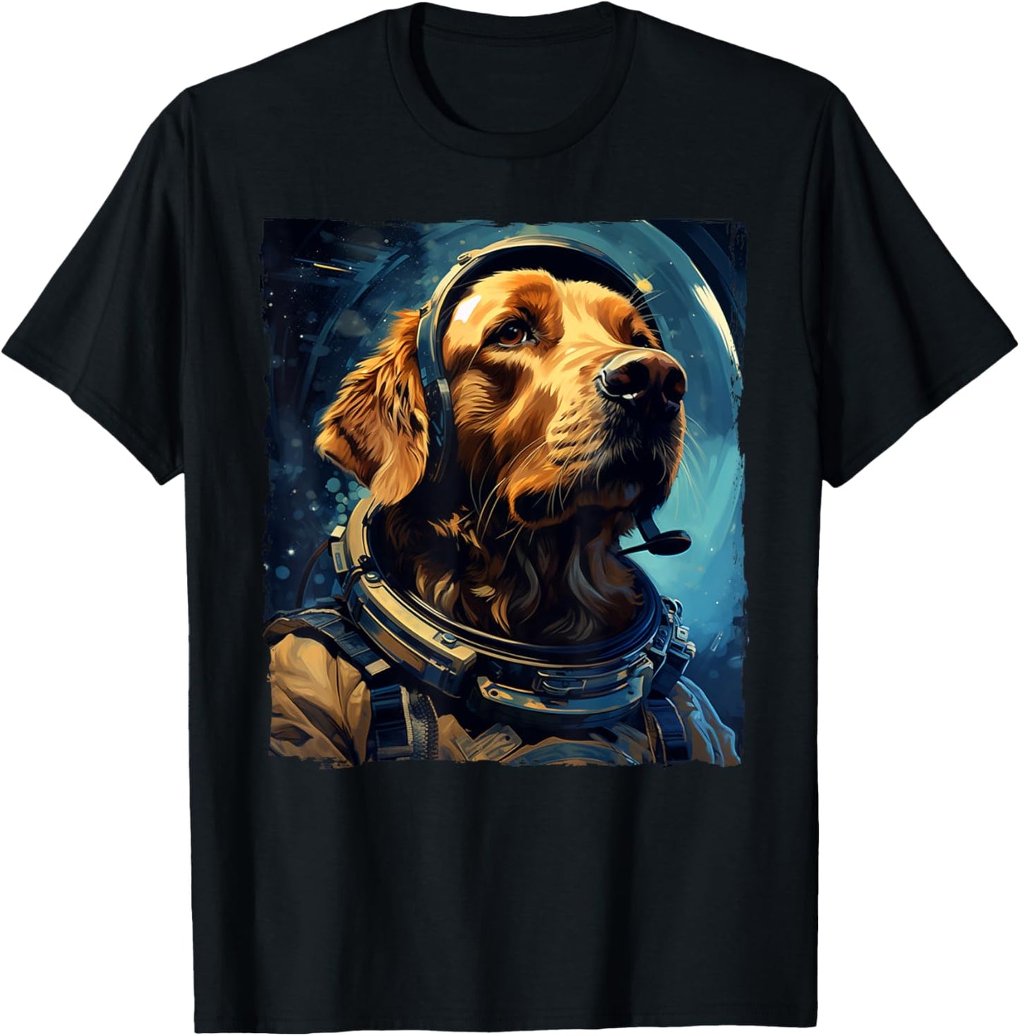 Golden Retriever Funny Golden Retriever Astronaut T-Shirt - T-Shirt | Black