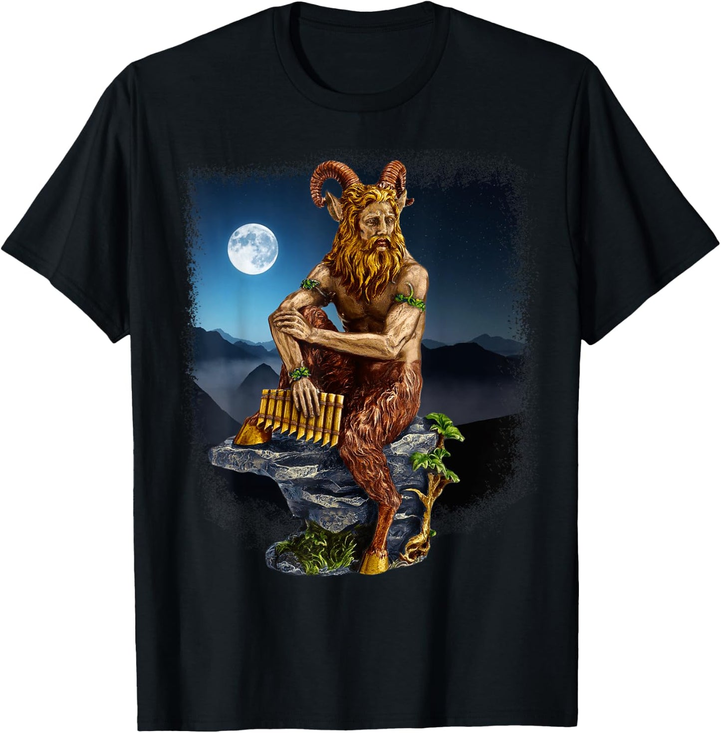 Pan God of the Wild In Moonlight T-Shirt - T-Shirt | Black