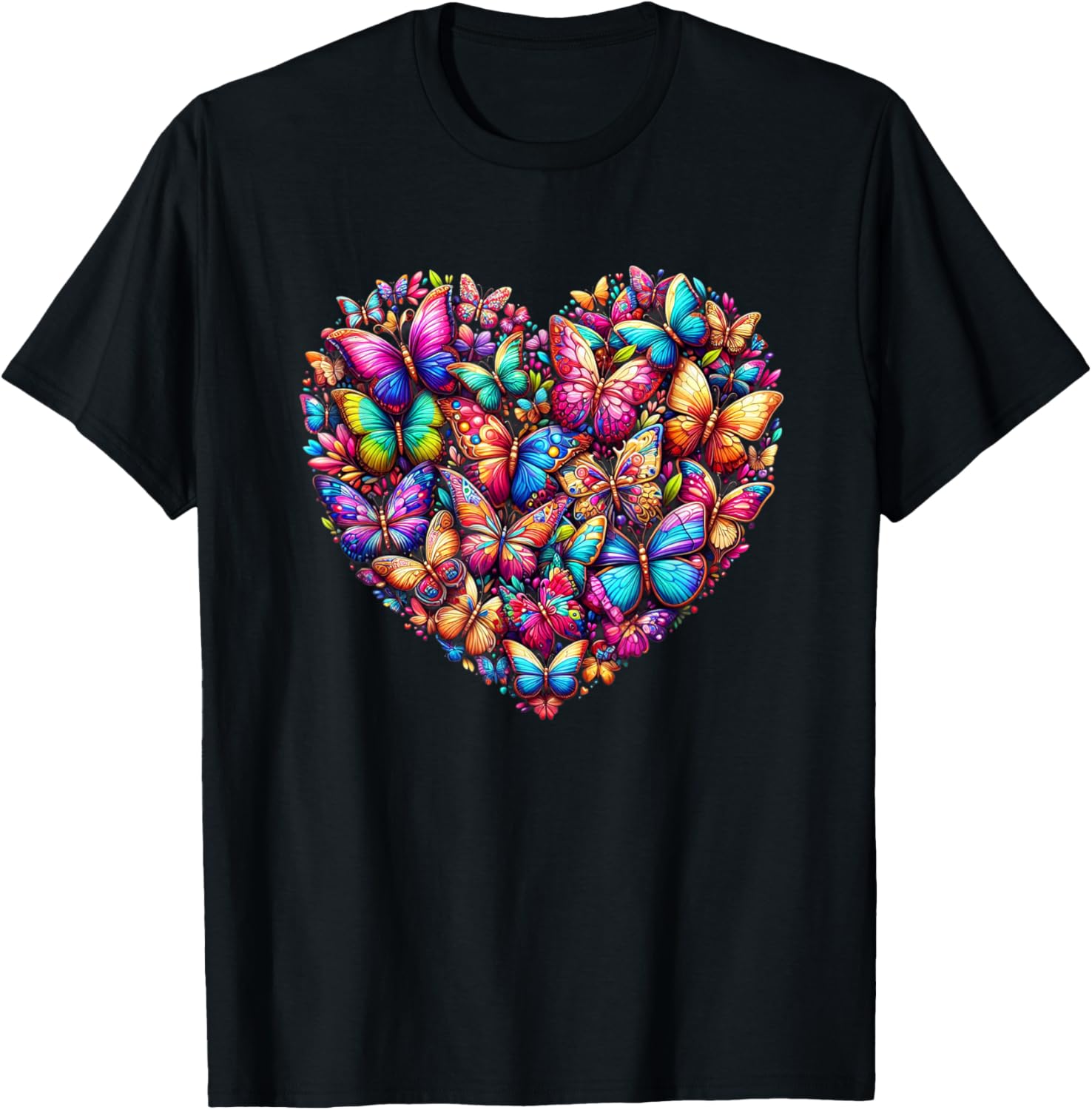 Butterfly Love Colorful Butterflies Art Beautiful Garden T-Shirt - T-Shirt | Black