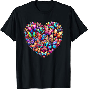 Butterfly Love Colorful Butterflies Art Beautiful Garden T-Shirt - T-Shirt | Black