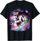 Cat Riding Unicorn In Space T-Shirt - T-Shirt | Black