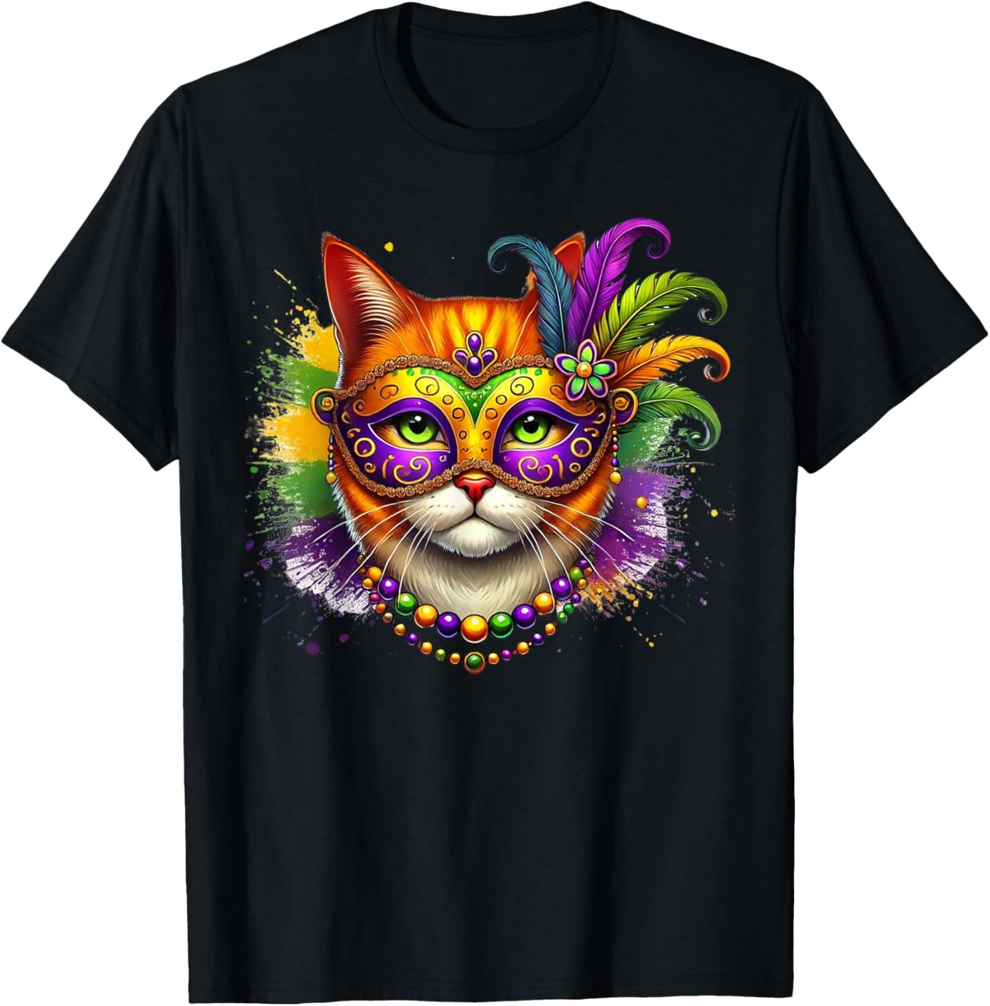 Mardi Gras Cute Cat Mask Costume Outfit Women Girls Kids T-Shirt - T-Shirt | Black
