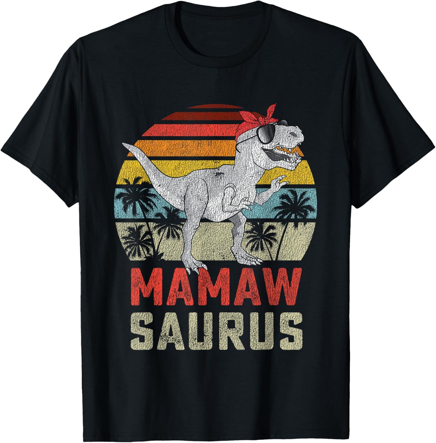 Mamawsaurus T Rex Dinosaur Mamaw Saurus Family Matching T-Shirt - T-Shirt | Black