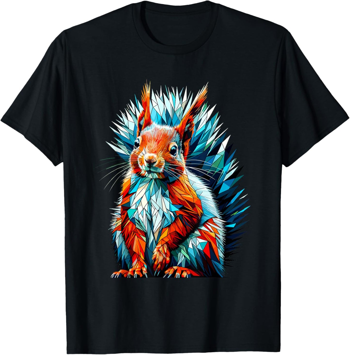 Polygon Art Red Squirrel Squirrels T-Shirt - T-Shirt | Black