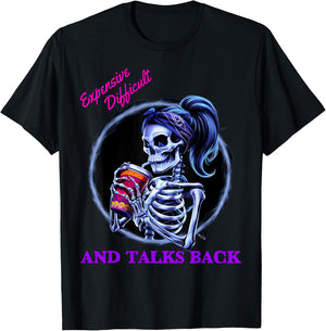 Expensive Difficult And Talks Back Halloween Mama Skeleton T-Shirt - T-Shirt | Black