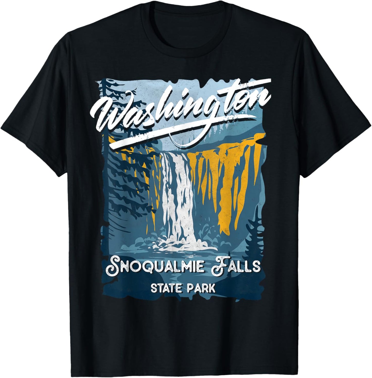 Snoqualmie Falls State Park Washington Evergreen State T-Shirt - T-Shirt | Black