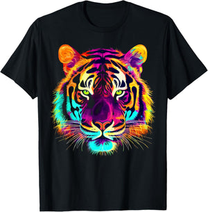 Tiger Artwork Zoo Colourful Animal Tiger T-Shirt - T-Shirt | Black