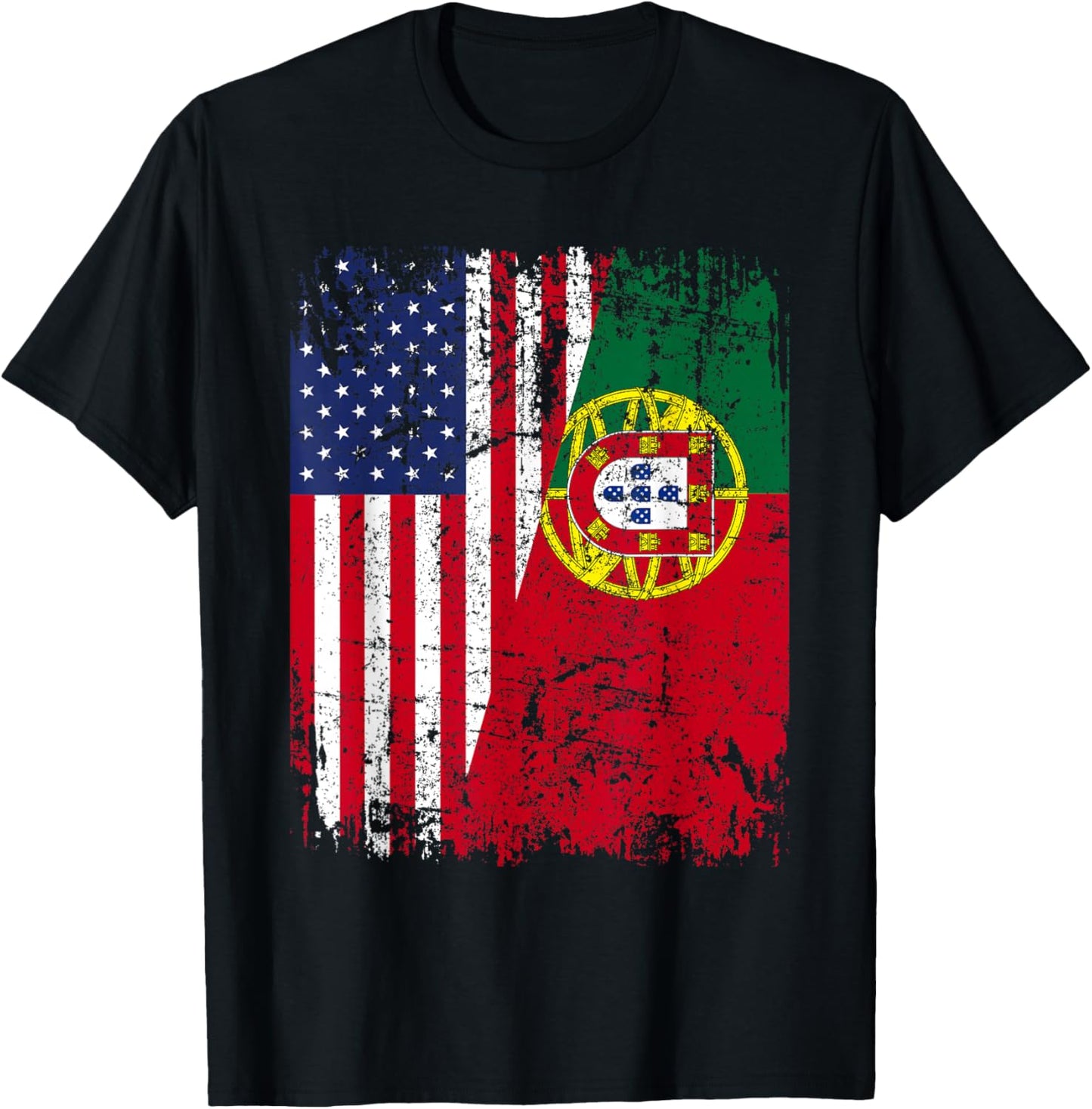 PORTUGUESE American Flag | Men Women Kids | PORTUGAL T-Shirt - T-Shirt | Black