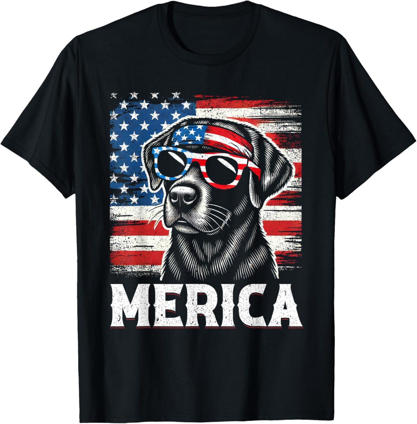 USA American Flag Dog Labrador Retriever T-Shirt - T-Shirt | Black