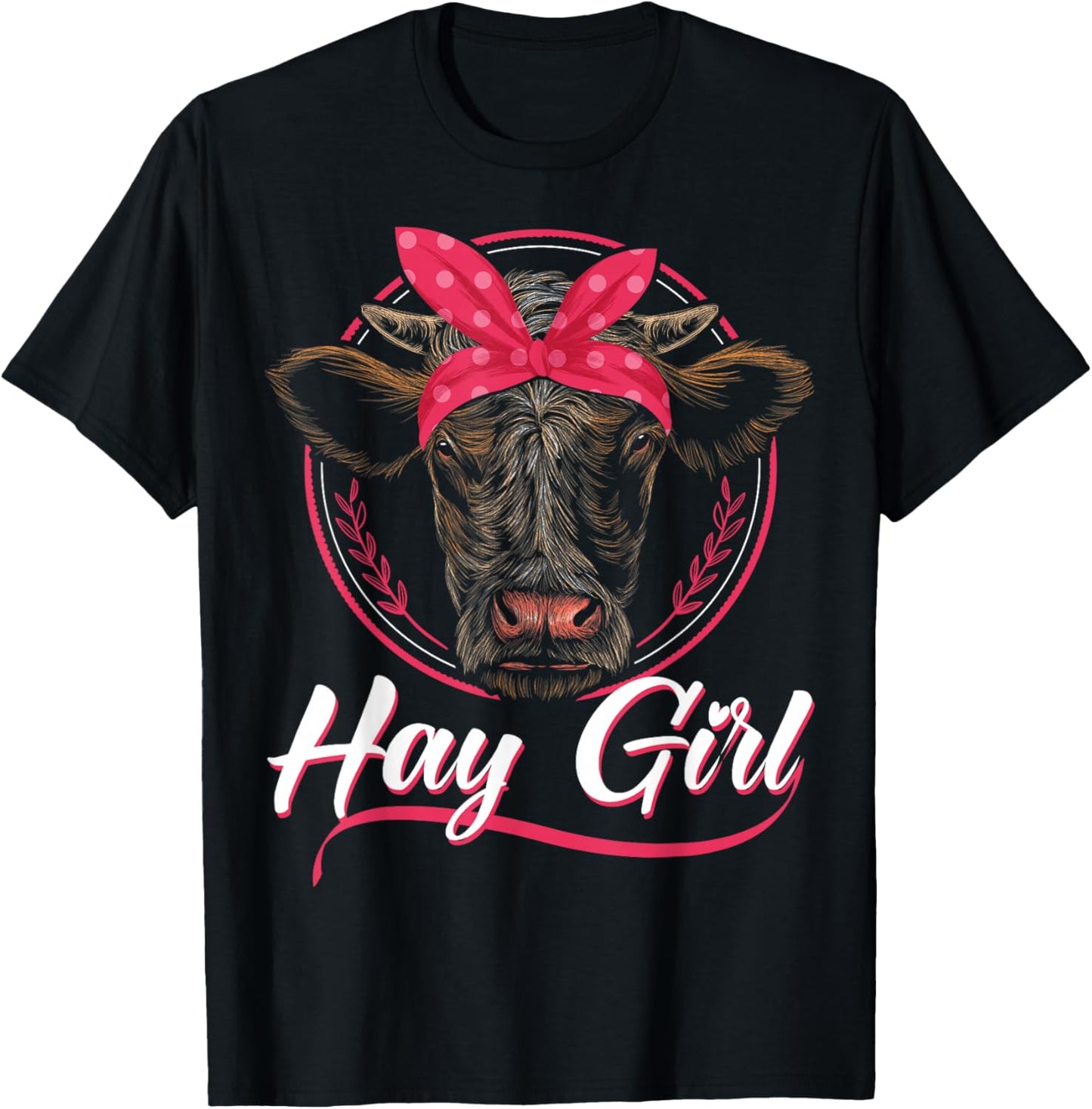 Hay Girl Farming Heifer Calf Cattle Lover Bandana T-Shirt - T-Shirt | Black