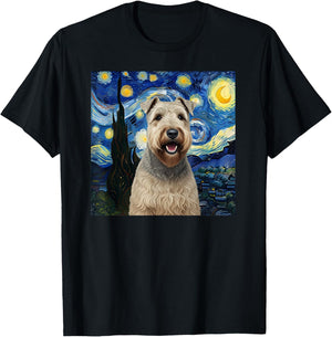Wheaten Terrier Starry Night Dog Lover Gift Men Women Kids T-Shirt - T-Shirt | Black