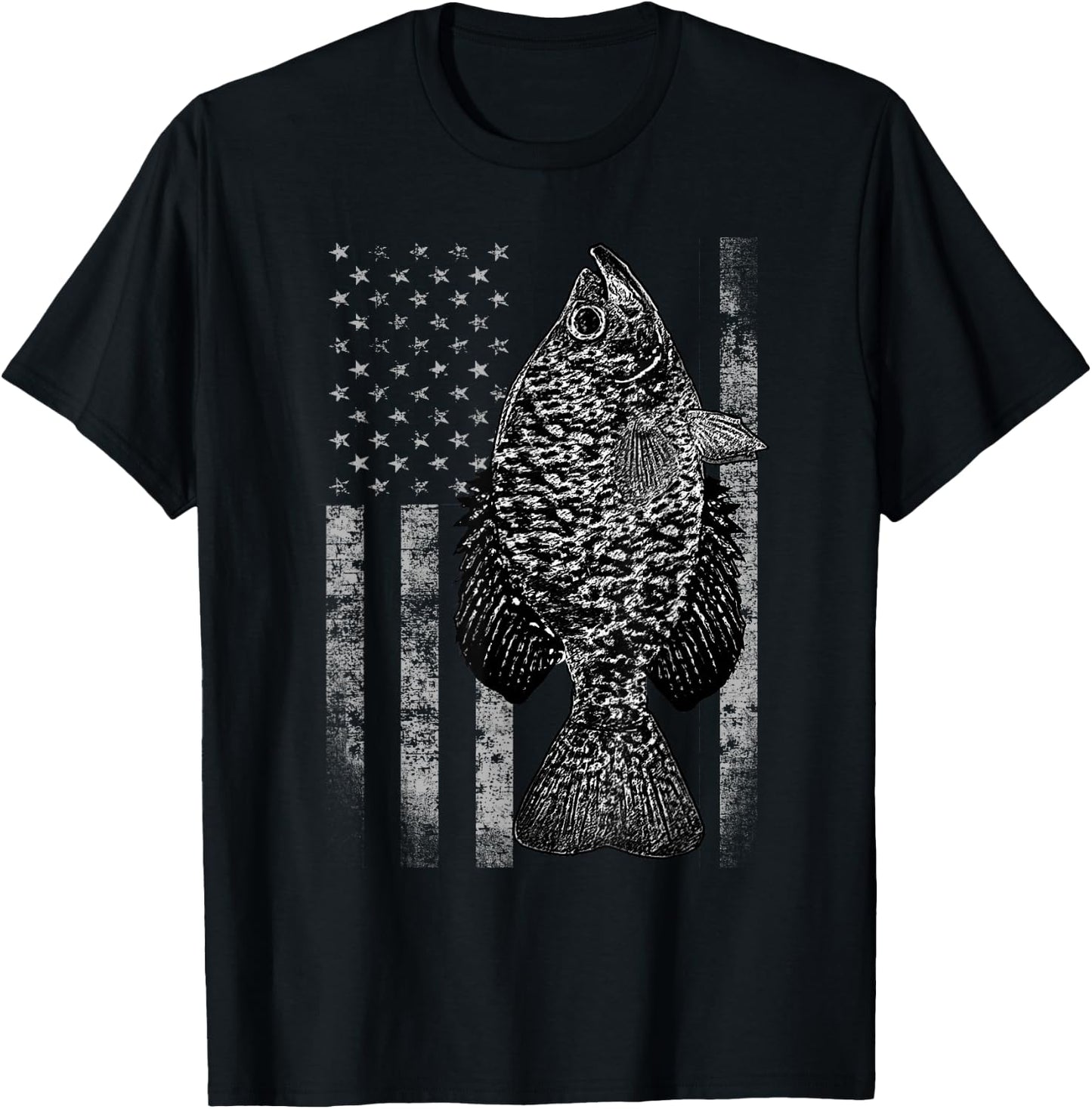 Crappie Flag - Crappie Fishing Flag T-Shirt - T-Shirt | Black