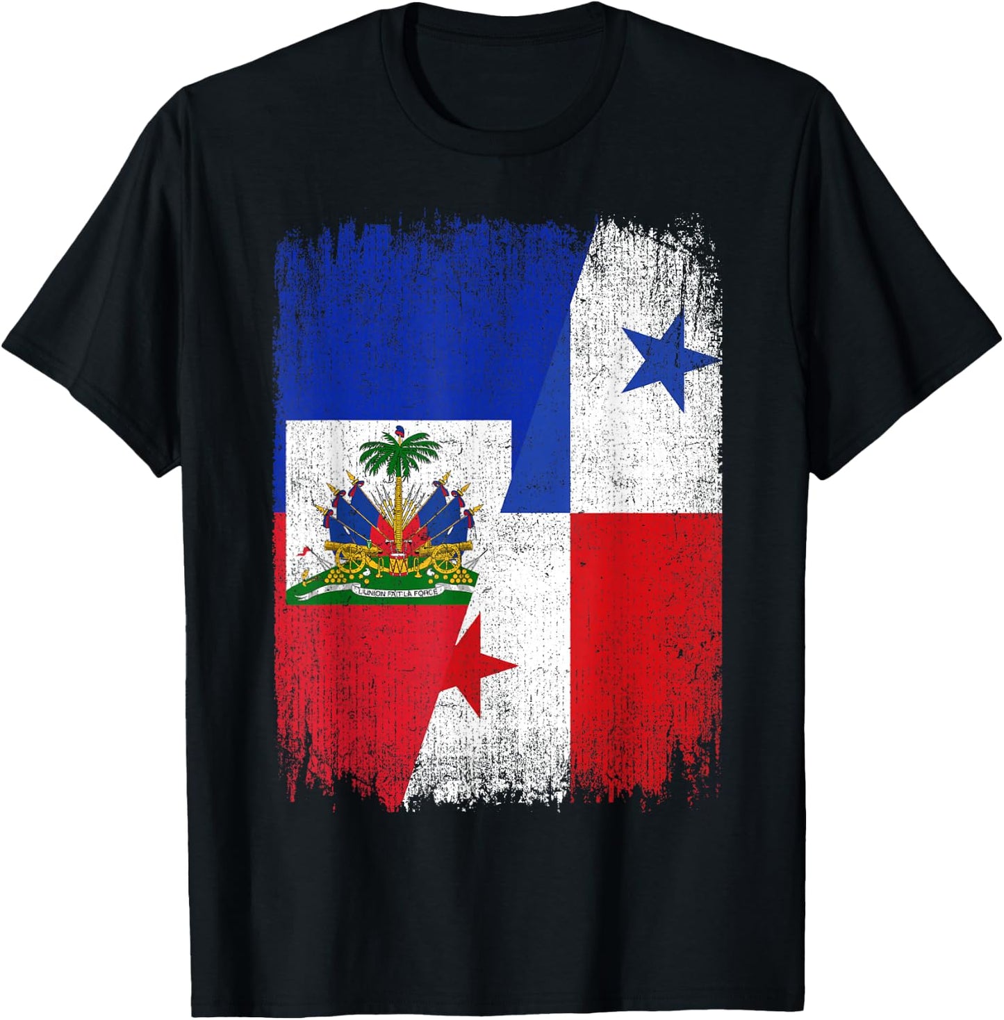 Half Haiti Panama Flag Haitian Panamanian Pride Roots T-Shirt - T-Shirt | Black