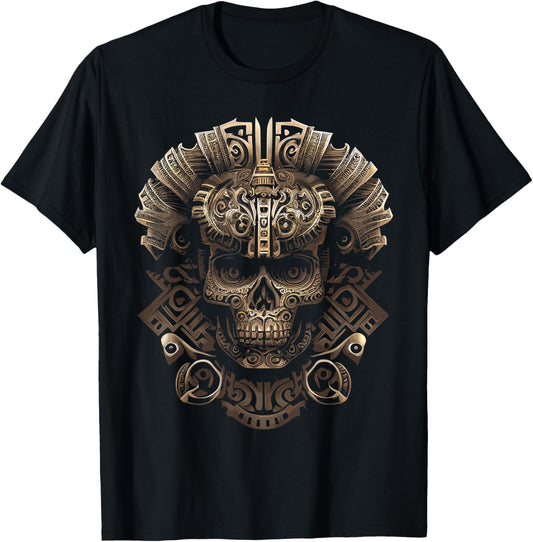 Mexican Mictlantecuhtli Aztec God Of Death Skull T-Shirt - T-Shirt | Black