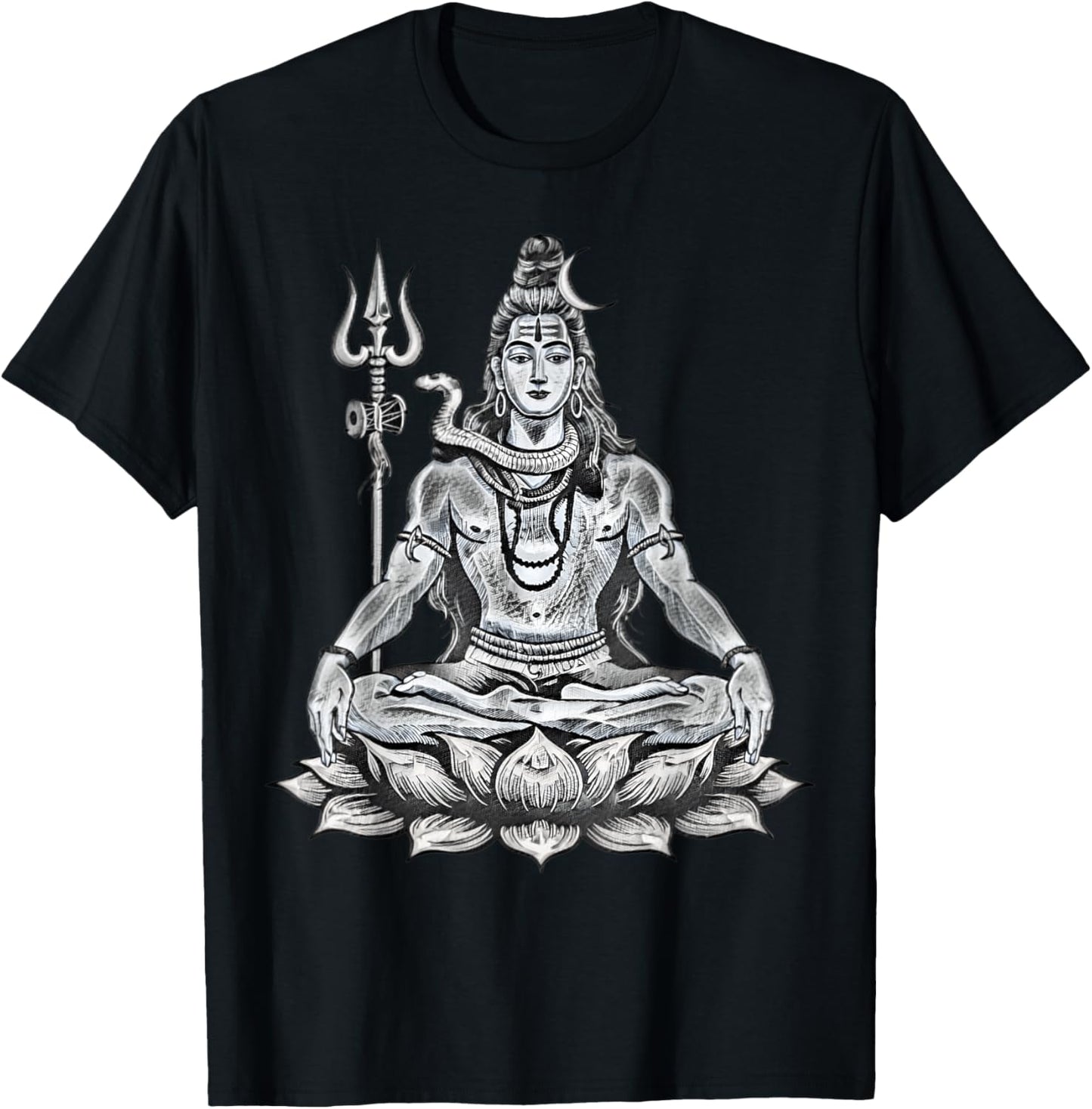 Lord Shiva On Lotus Perfect For Hindu Devotees Men Women T-Shirt - T-Shirt | Black