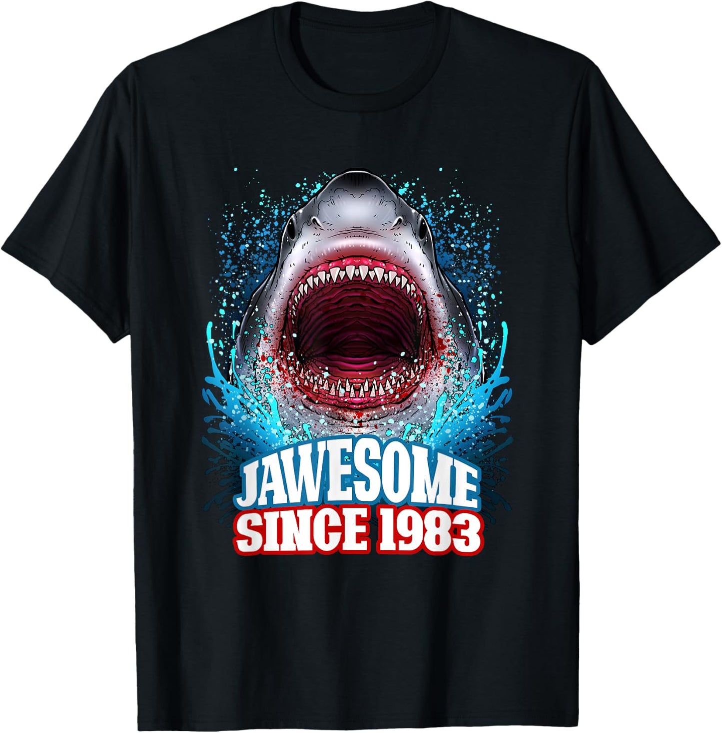42nd Birthday Jawesome Since 1983 Shark 42 Years Old T-Shirt - T-Shirt | Black