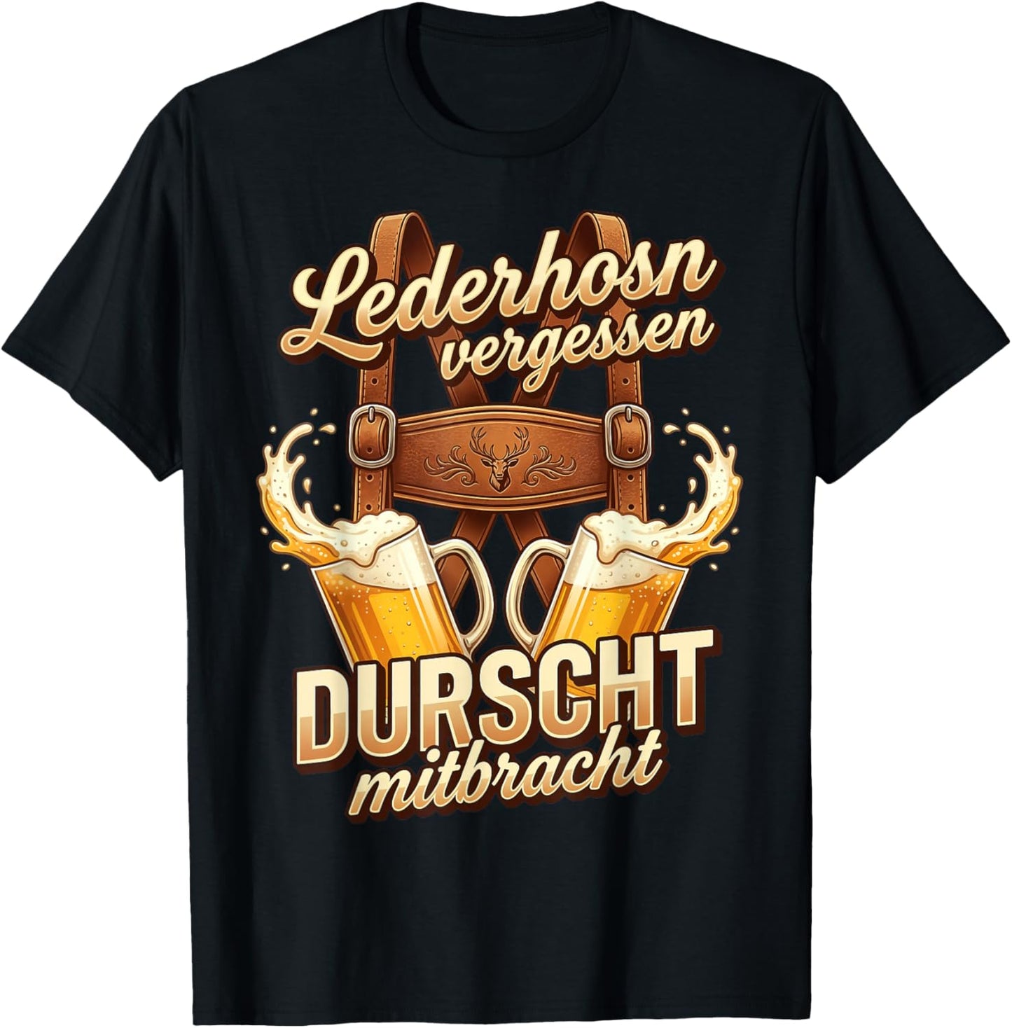Passend für Oktoberfest Shirt Herren Trachtenshirt Trachten T-Shirt - T-Shirt | Black