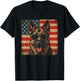 German Shepherd Dog American Star Stripes 4th of July T-Shirt - T-Shirt | Black