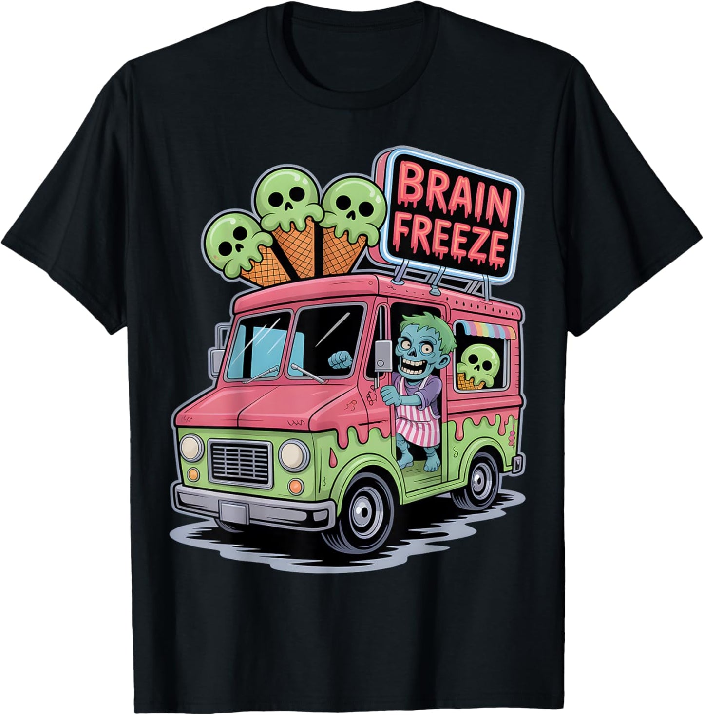 Brain Freeze Zombie Cream Truck T-Shirt - T-Shirt | Black