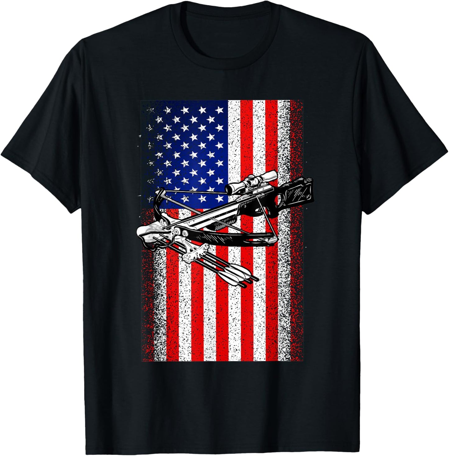 Bow Hunting Distressed Crossbow Sport Hunter Gift T-Shirt - T-Shirt | Black