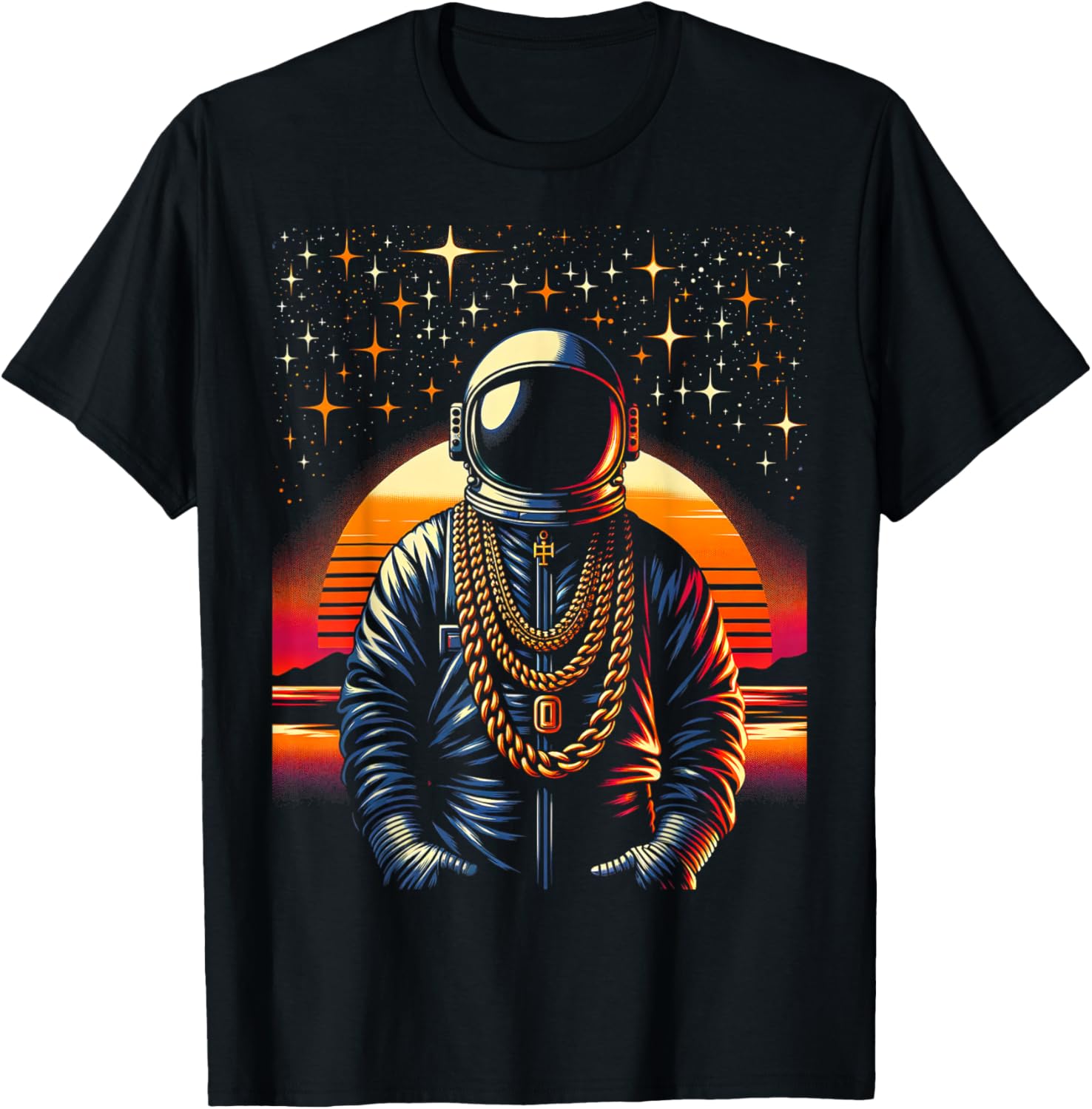 Hip Hop Astronaut | Men Women (S-6XL) | Graphic T-Shirt - T-Shirt | Black