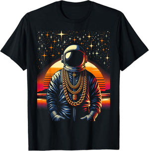 Hip Hop Astronaut | Men Women (S-6XL) | Graphic T-Shirt - T-Shirt | Black