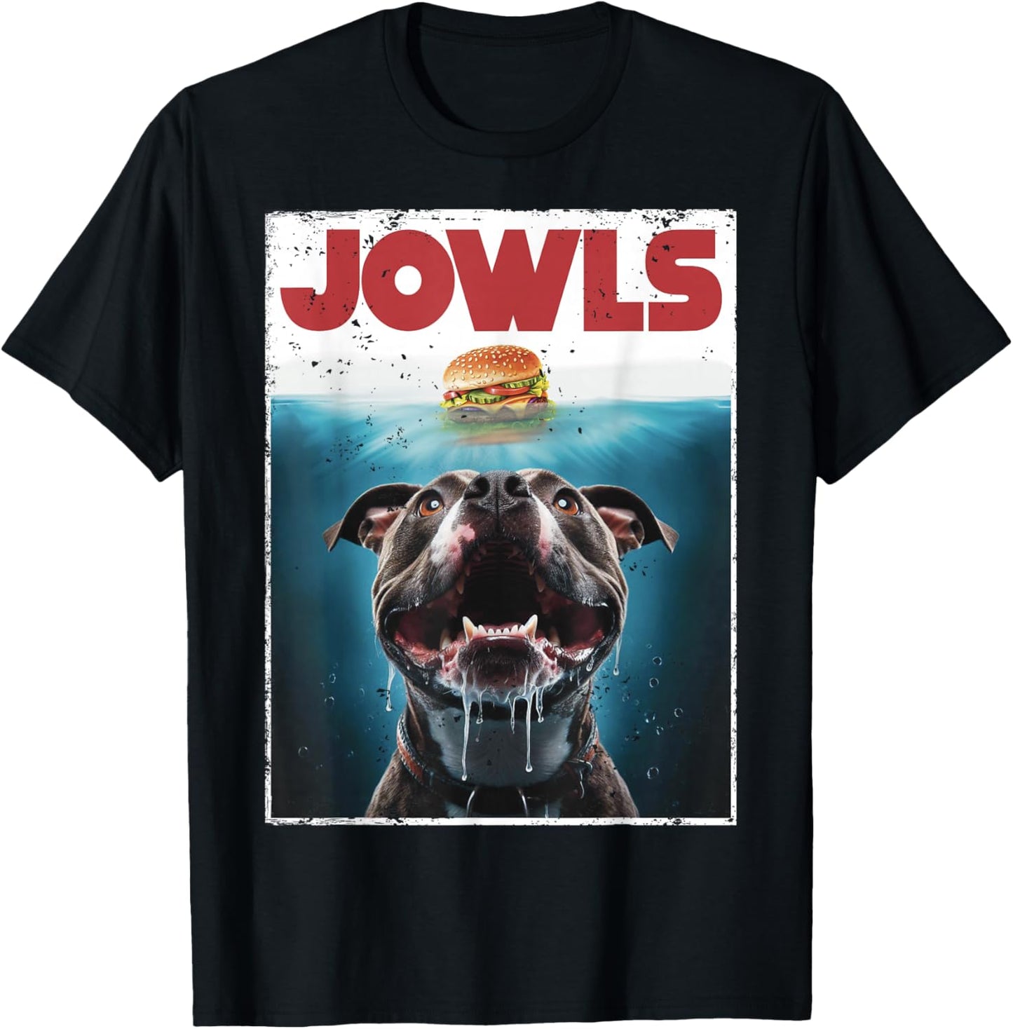 Funny Pittie Pitbull Pit Bull Jowls Burger, Bully Dog Mom T-Shirt - T-Shirt | Black