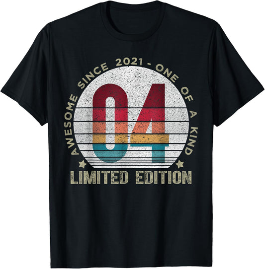 4 Year Old Gifts Vintage 2021 Limited Edition 4th Birthday T-Shirt - T-Shirt | Black