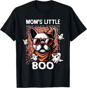 Frenchie Mom's Little Boo French Bulldog Halloween Dog T-Shirt - T-Shirt | Black